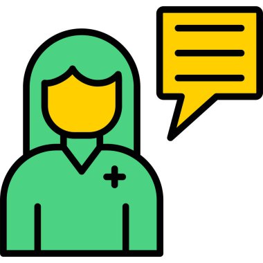 kadın doktor simgesi renk ana hatları vektörü