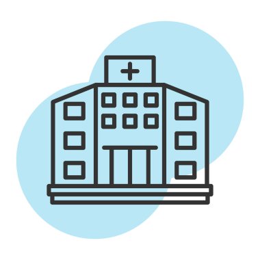 Hastane binası düz simge, vektör, illüstrasyon