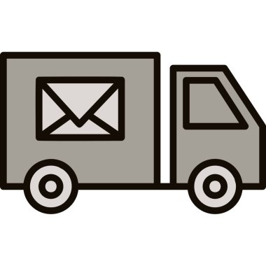 Zarf simgesi içeren dağıtım kamyonu, satır biçimi