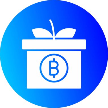Bitcoin ve hediye simgesinin vektör illüstrasyonu