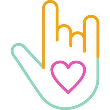 Kalpli el ve kalp ikonu vektör illüstrasyon tasarımı