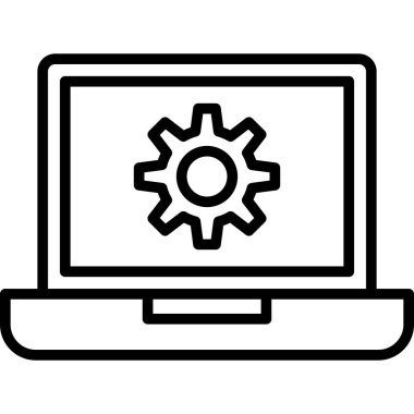 dizüstü bilgisayar ve ayar simgesi