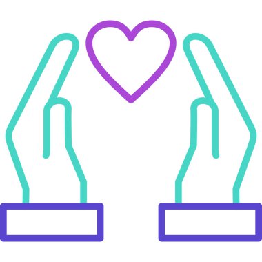 İki kalpli ikon vektör illüstrasyon tasarımlı eller