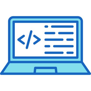 bilgisayar ve kodlama simgesi, vektör illüstrasyonu