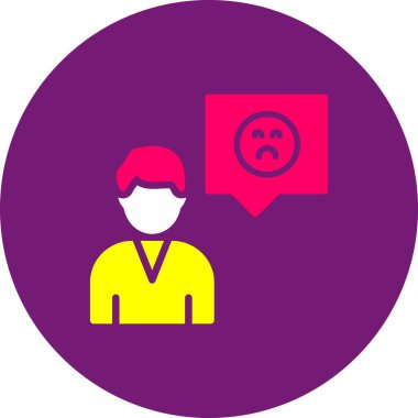 üzgün müşteri servis simgesi, vektör illüstrasyonu