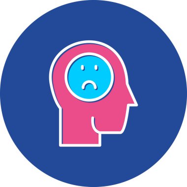 Üzgün beyin ikonu. Basit resimleme