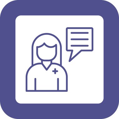 Tıbbi maskeli ve hemşire ikonlu bir kadının vektör çizimi