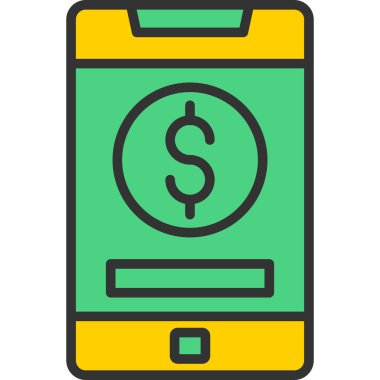 mobil ödeme düz simgesi, vektör, illüstrasyon