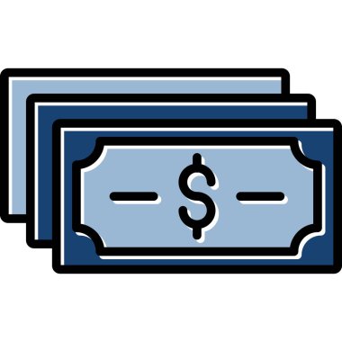 Para çantası simgesi renk ana hatları vektörü