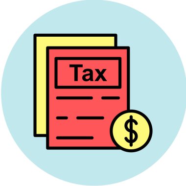 vergi zamanı simgesi renk ana hatları vektörü