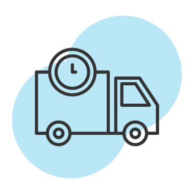 saat vektör illüstrasyon tasarımı olan dağıtım kamyonu