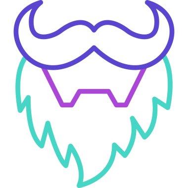 Sakal ikonlu hippi kafatası. İnce çizgi biçimi tasarım vektörü çizimi.