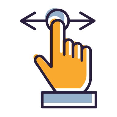 Parmak ikona dokunuyor. Taslak dokunmatik vektör simgesi. renk düz izole