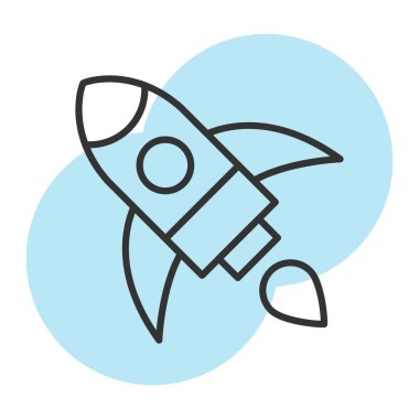 Roket ikonu fırlat. İnce çizgi tarzı illüstrasyon. dizaynı doldur.