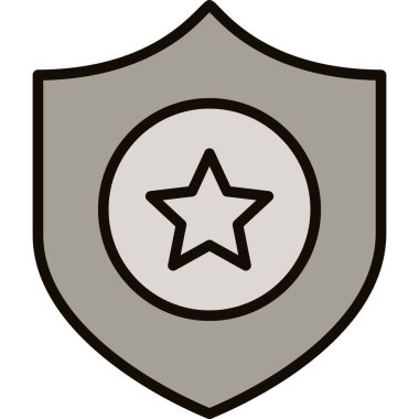 Beyaz arkaplanda izole edilmiş kalkan simgesi ve vektör illüstrasyonu