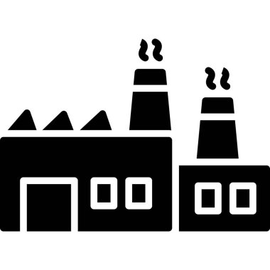 Fabrika simgesi, vektör illüstrasyonu