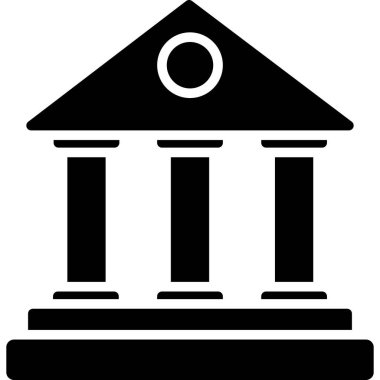 Banka binası simgesi, siyah renk, illüstrasyon