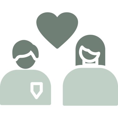 Konuşma baloncukları çizgisi ve simgesi olan çift, konsept, beyaz arka planda aşk işareti, vektör illüstrasyonu