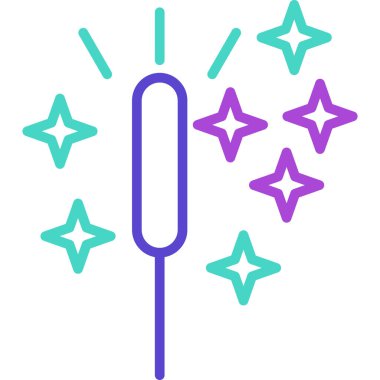 çizgi sihirli değnek simgesi beyaz arkaplanda izole edildi. Şekil aksesuarı. Sihirli güç. Renkli taslak konsepti. vektör.