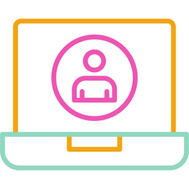 Kullanıcılı laptop. Basit resimleme