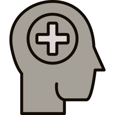 Beyin baş ikonu vektör illüstrasyonu