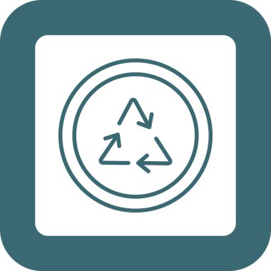 Vektör simgesini geri dönüştür. biçim düz yuvarlak kare simge sembolü, yumuşak mavi renkler, beyaz arkaplan.