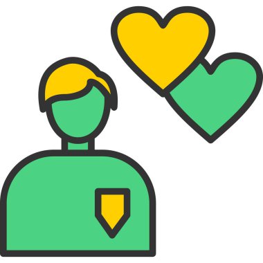 Eller simgesi olan kalp, vektör illüstrasyonu