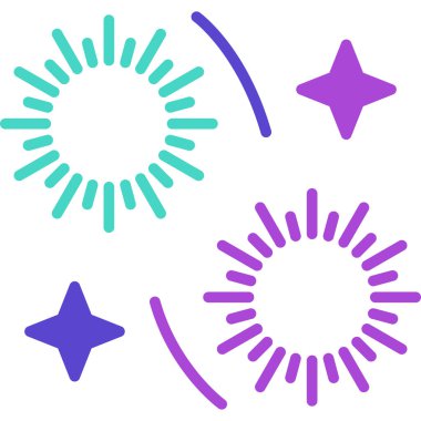 Renk çizgisi yıldızları simgesi beyaz arkaplanda izole edildi. Gece yıldızları. Mutlu yıllar. Gece partisi, mutlu yıllar. rastgele dinamik şekiller.