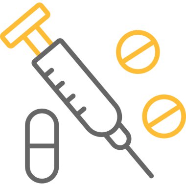 Aşı ve şırınga ikonu. vektör illüstrasyonu