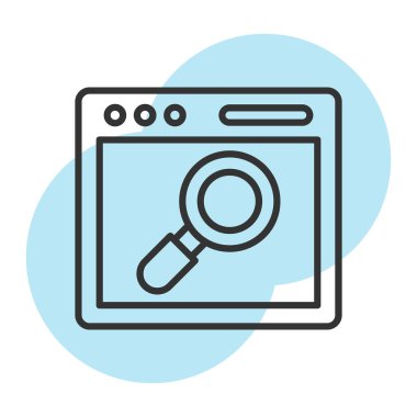 Arama vektör çizgisi simgesi, imza ve illüstrasyon, özet arka plan, düzenlenebilir vuruşlar