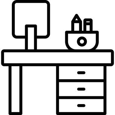 Masa başı ofis simgesi ana hat biçiminde