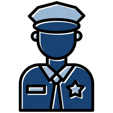 Polis memuru simgesi renk ana hatları vektörü