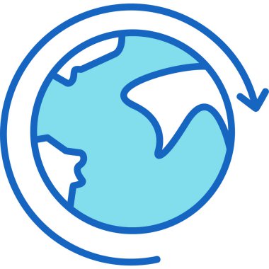 Gezegen ikonu olan bir dünya. Web için bir dünya vektör simgelerinin özet çizimi