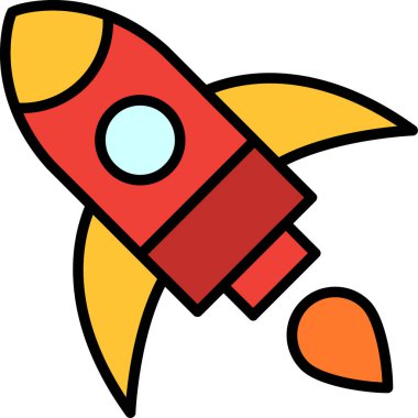 Roket. Web simgesi basit illüstrasyon