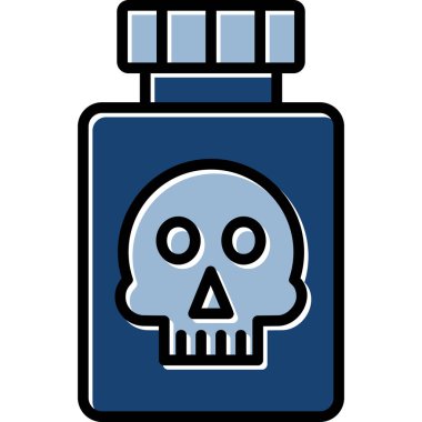 Kafatası ve içki ikonu şişesi. Beyaz arkaplanda izole edilmiş web tasarımı için sıvı vektör ikonundaki kafatası şişesinin basit çizimi