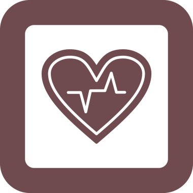 Kalp atışı vektör simgesi. biçim düz yuvarlak kare düğmedir, beyaz arkaplanda gri ve gri renkler.