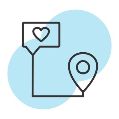 sevgi konumu haritası simgesi doldurulmuş dış hat biçimi