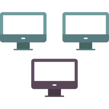 Bilgisayar simgeli bilgisayar monitörü ve masaüstü. vektör çizimi tasarımı