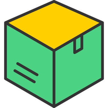 Doldurulmuş ana hatlar biçiminde kutu teslim lojistik simgesi