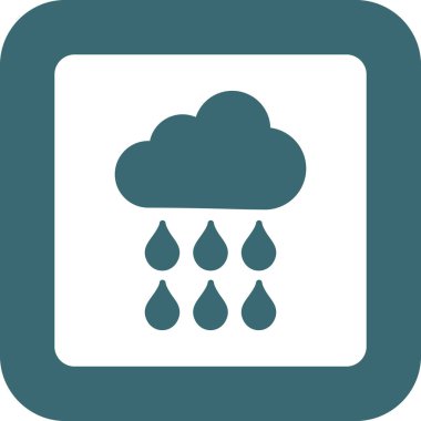 Yağmur bulutu düz kare vektör simgesi