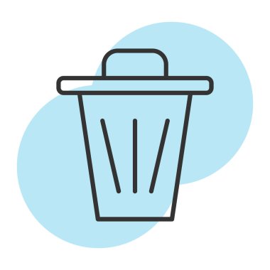 Çöp kutusu renkli simge, vektör illüstrasyonu