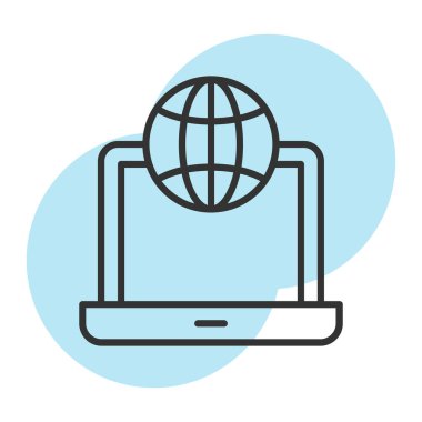 Küresel küre ve küresel çizgi biçimi vektör tasarımına sahip bilgisayar