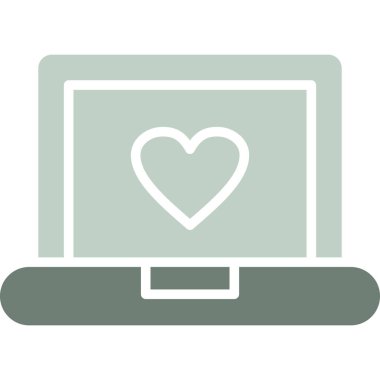 aşk sembollü dizüstü bilgisayar kalbi, vektör tasarımı