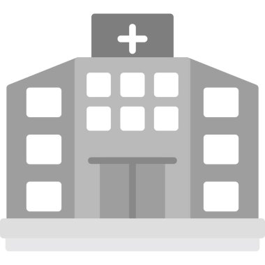 Hastane vektör ikonu. Beyaz arkaplanda izole edilmiş basit vektör illüstrasyonu.