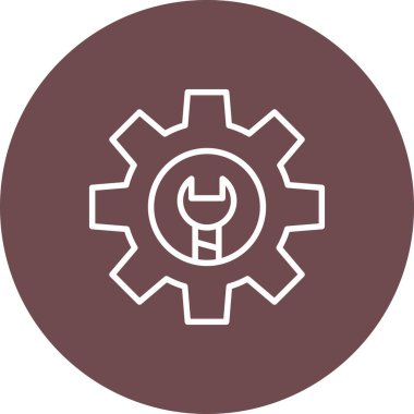 dişli vektör simgesi. biçim düz yuvarlak sembol, kahverengi renk, yuvarlak açılar, beyaz arkaplan