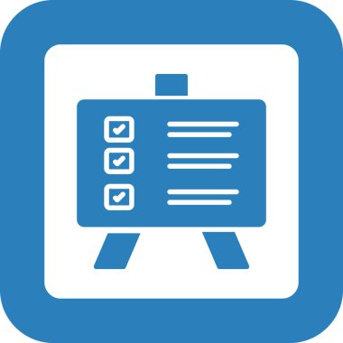 Liste vektör illüstrasyonu. biçim düz sembol, kobalt rengi, beyaz arkaplan