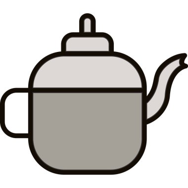 Çay demliği simgesi renk ana hatları vektörü