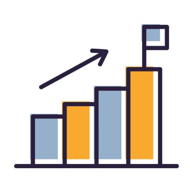 Doldurulmuş ana hatlar biçiminde iş büyümesi grafiği simgesi