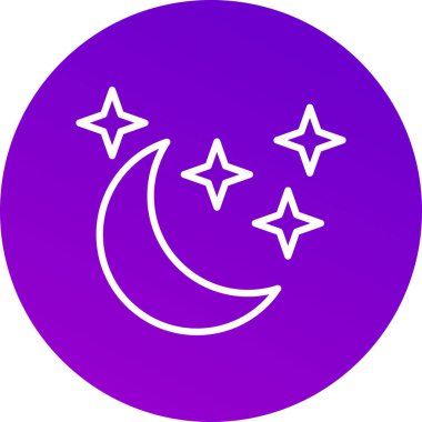 Yıldız simgesi ile gece ayı, ana hatlı vektör çizimi