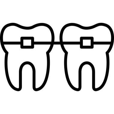 Diş ve diş teli ikonu. beyaz arkaplanda izole edilmiş web tasarımı için diş telleri vektör simgesi